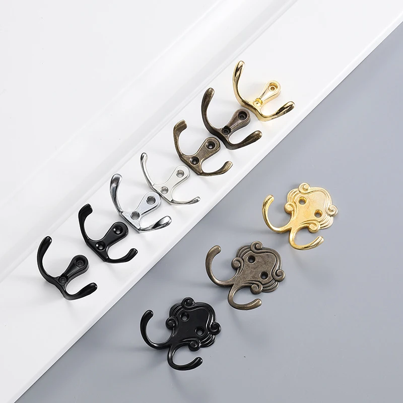 2 Pcs Clothes Hanger Hook Wall Mounted Metal Coat Rack Towel Hooks Key Holder Clothes Rack Furniture Hook Bathroom Accessories