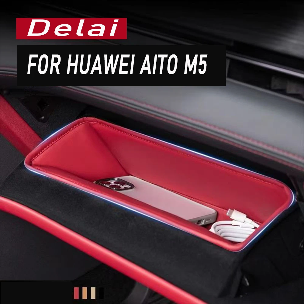 

FOR HUAWEI AITO M5 2024 Car front passenger storage box glove box leather storage accessories