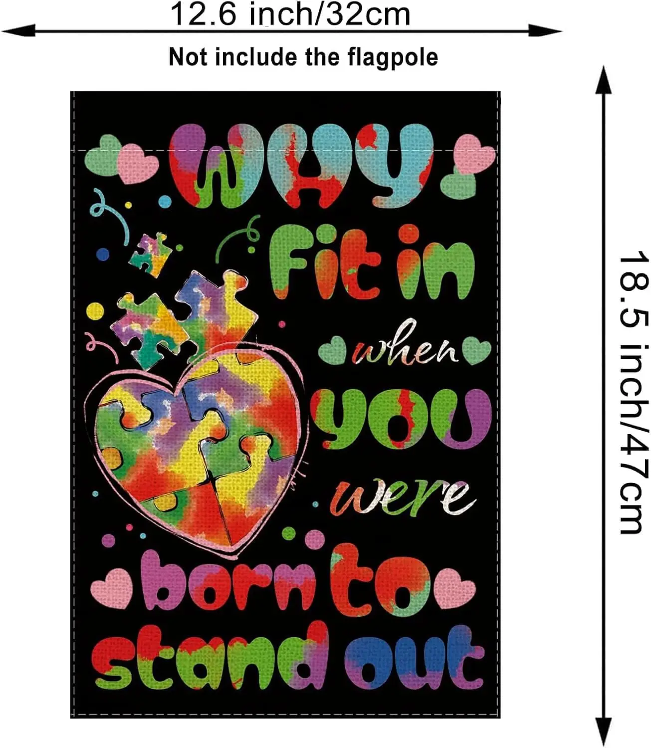 Autism Awareness Garden Flag Colorful Puzzle Piece Inspirational Support Slogan Vertical Double Sized Yard Outdoor Decoratio yyi