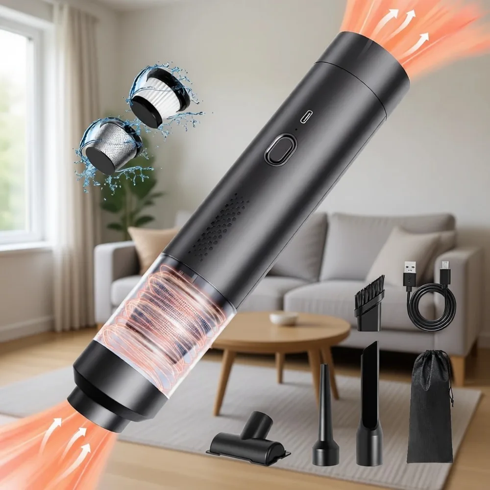 

Мощный беспроводной ручной пылесос 19000 Па, перезаряжаемый, Type-C, для автомобиля, дома, офиса, мини, 4 в 1