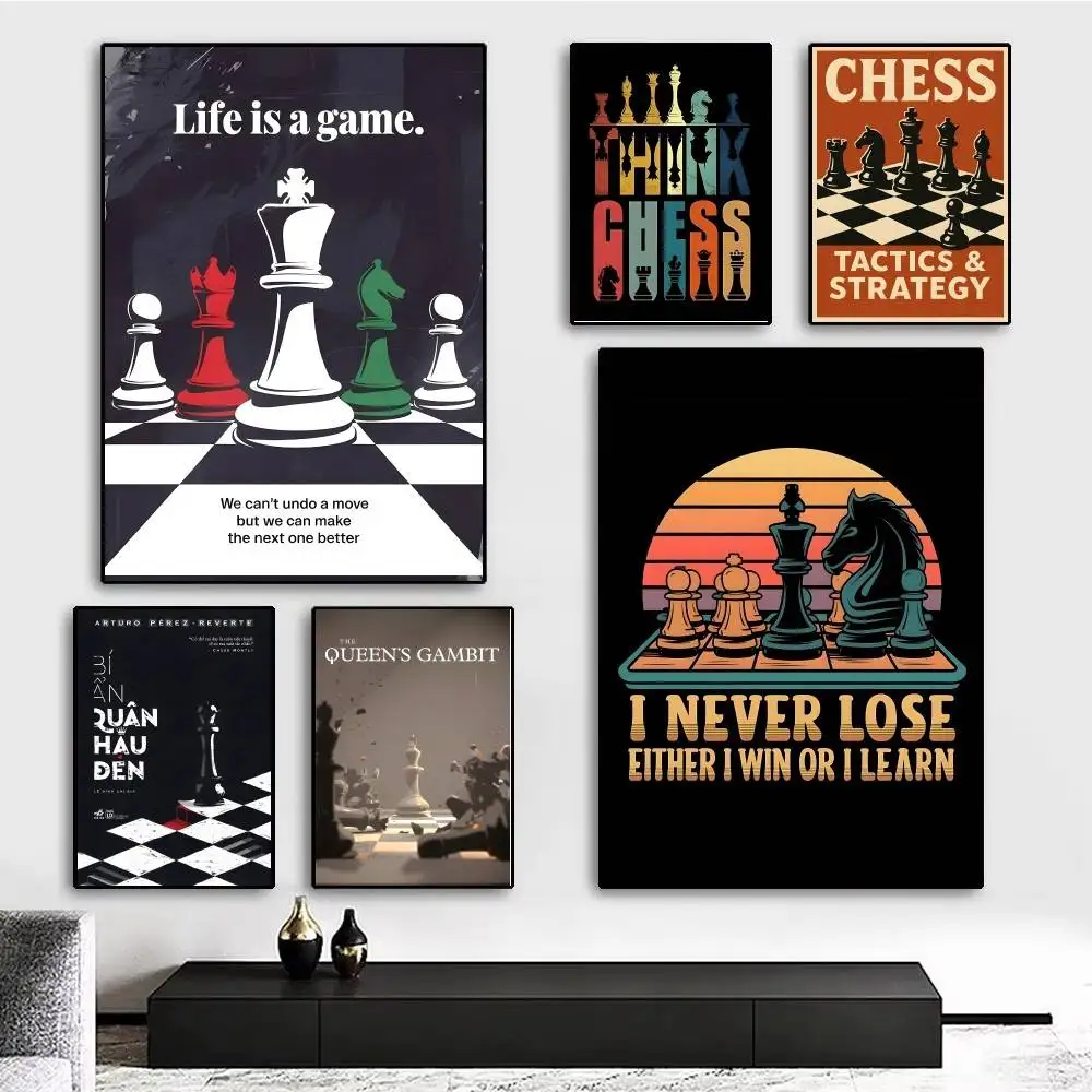 1pc Chess Lovers Motivational Poster Sticker Print Waterproof Wall Art For Living Room Bedroom Home Decor