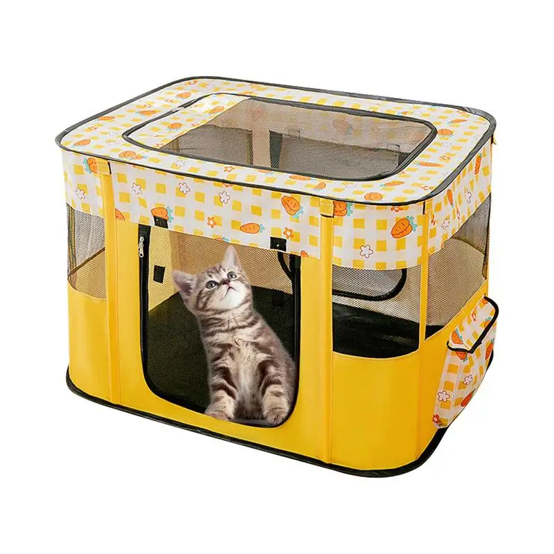 

Portable Foldable Pet Playpen Cube Shaped Pet Tent Kennel For Shelter Collapsible Cat Fence With Window Pet Outdoor Accessory