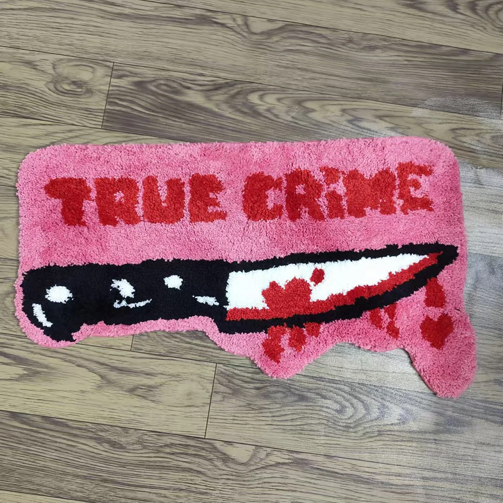 PRE-SALE Pink Background Cartoon Irregular Tufted Rug Red Letters Home Trend Carpet Customized Cool Flocked Rugs For Room