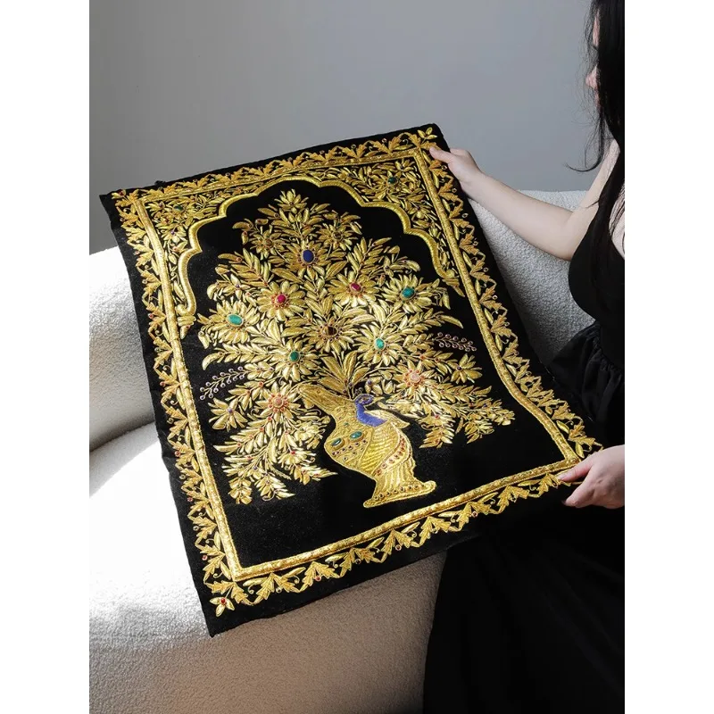 India imported ethnic style light luxury high-end living room decoration tapestry background wall fabric art painting hand-woven