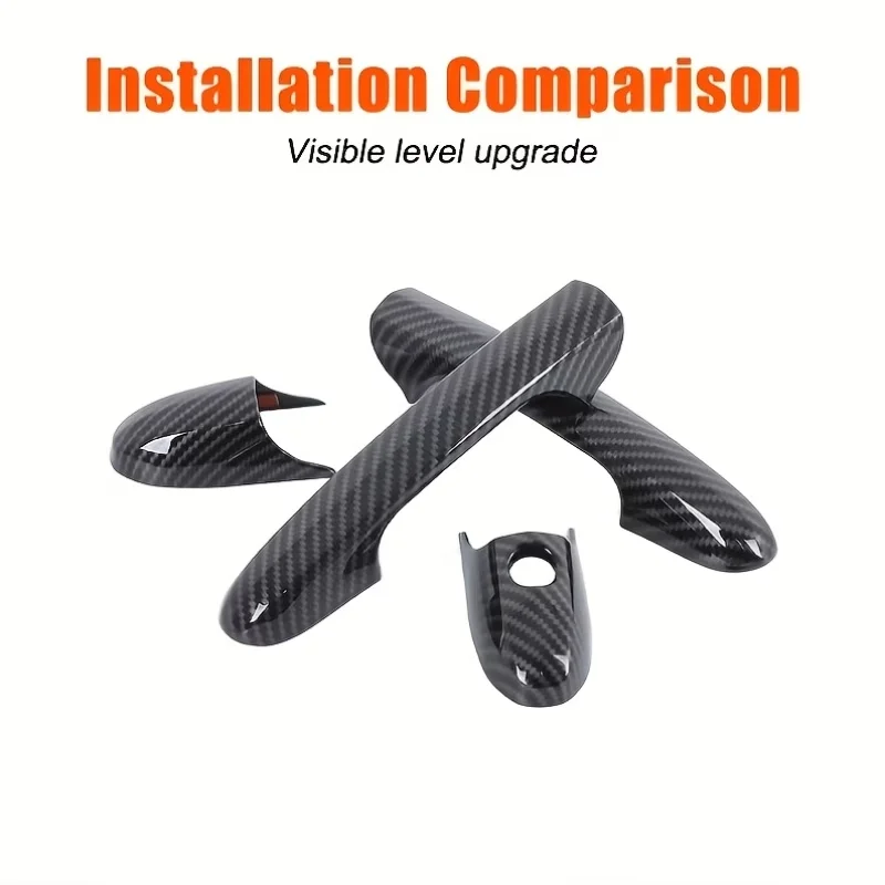 Fit for Fiat 500 595 Abarth Car Exterior Door Handle Carbon Fiber Decorative Sticker Protective Cover Car Modification Additions