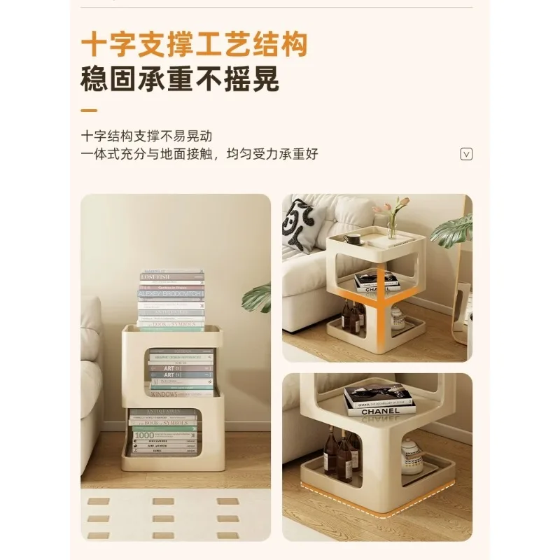 Cream wind sand hair edge table, simple and modern creative small coffee table, household bedroom bedside shelf,