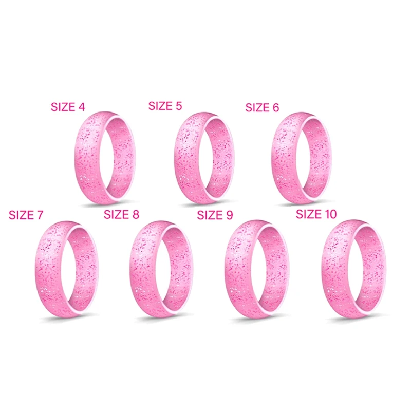 5.7Mm Popular For Women Silicone Cool Rings Silicone Wedding Ring Environmental Pink Outdoor Sports Ringx2