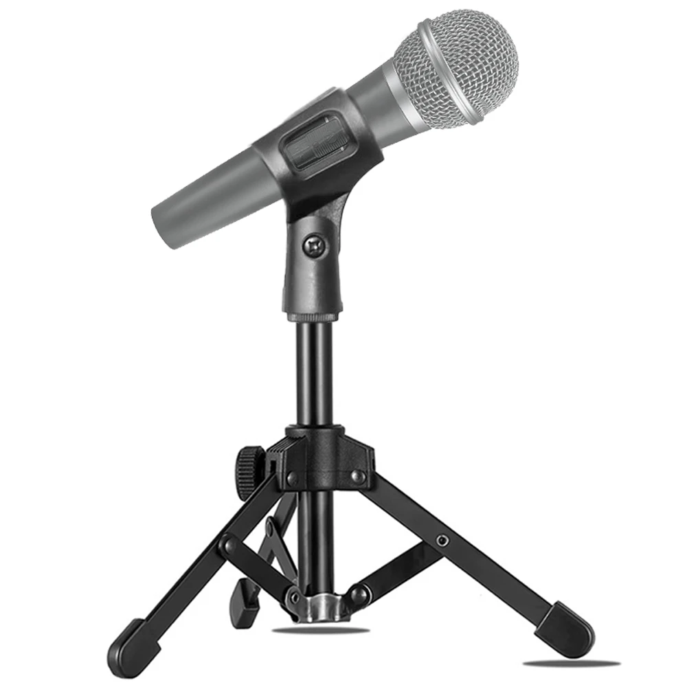 Mini Foldable Tabletop Tripod Microphone Mic Stand Holder for Meetings Lectures Speaking and Ect