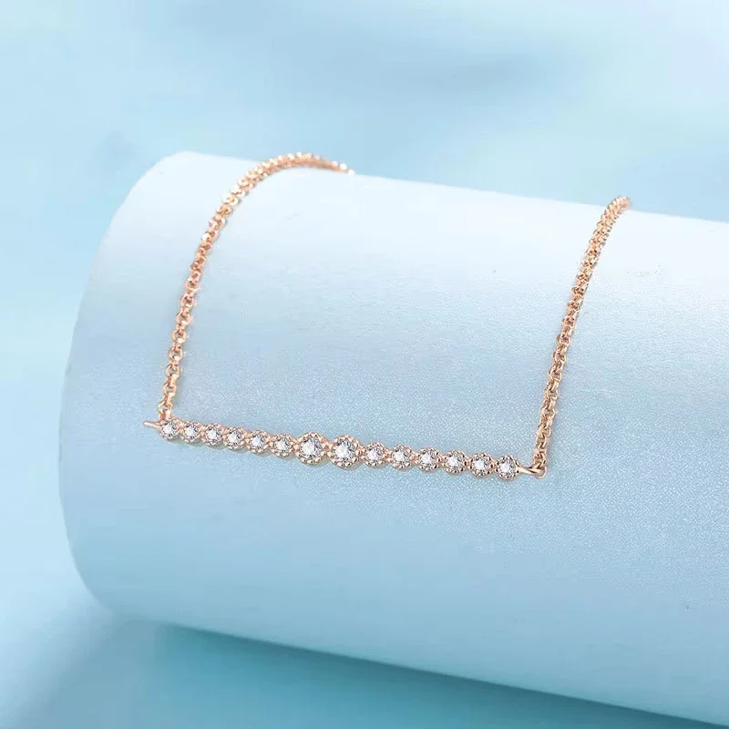 Gelang Pernikahan Anak Perempuan Emas Putih 18K Hari Valentine Wanita 0,24CT Berlian Moissanite PT950 Platinum Hadiah Ulang Tahun Putri Wanita