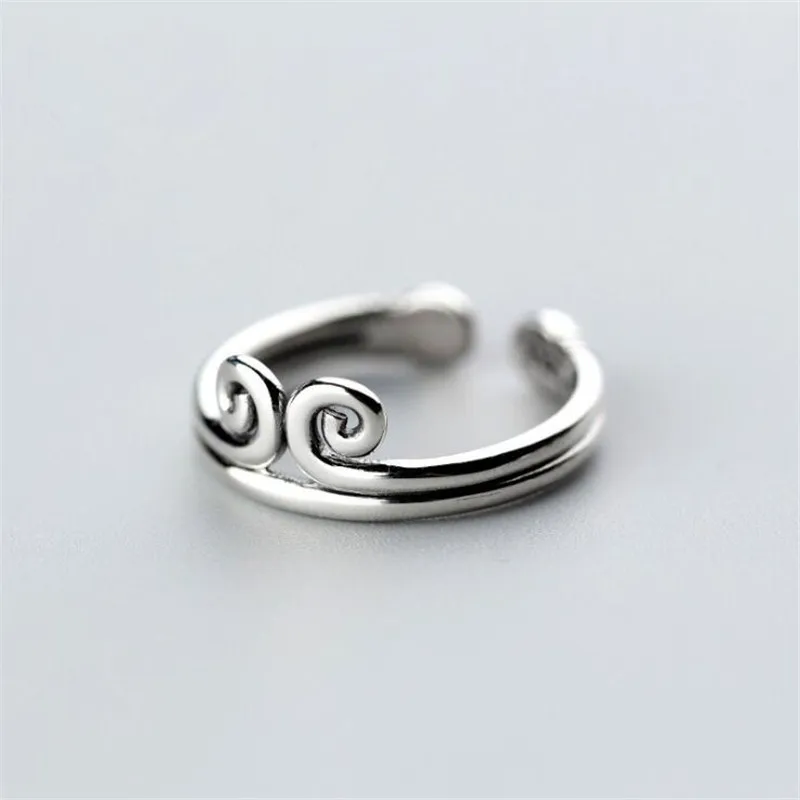 Nuevo Popular exquisito hecho a mano personalidad plata tailandesa Wukong joyería de plata esterlina 925 anillos de apertura de aro grande Westward TYB535