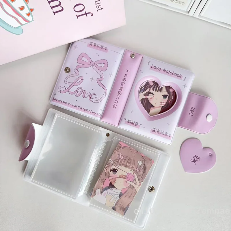 [ZYAS]【xxx】3-inch Heart Hollow Photo Card Holder Collector Book 32 Pockets Water Resistant Photocard Binder For Idol Photos[ZYS]