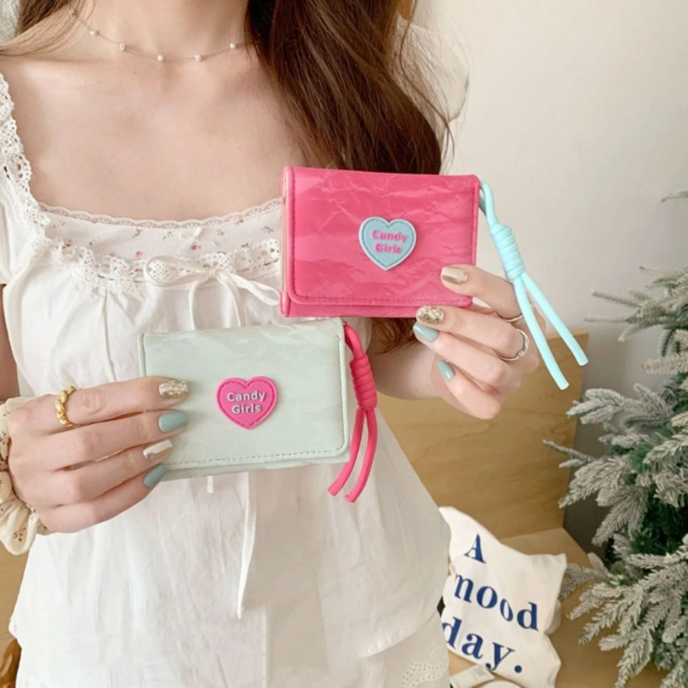 

Fashion Korean Women's Wallet Fold Sweet Heart Short Wallet Multi-Cards Holder PU Leather Student Purse Lady/Girls
