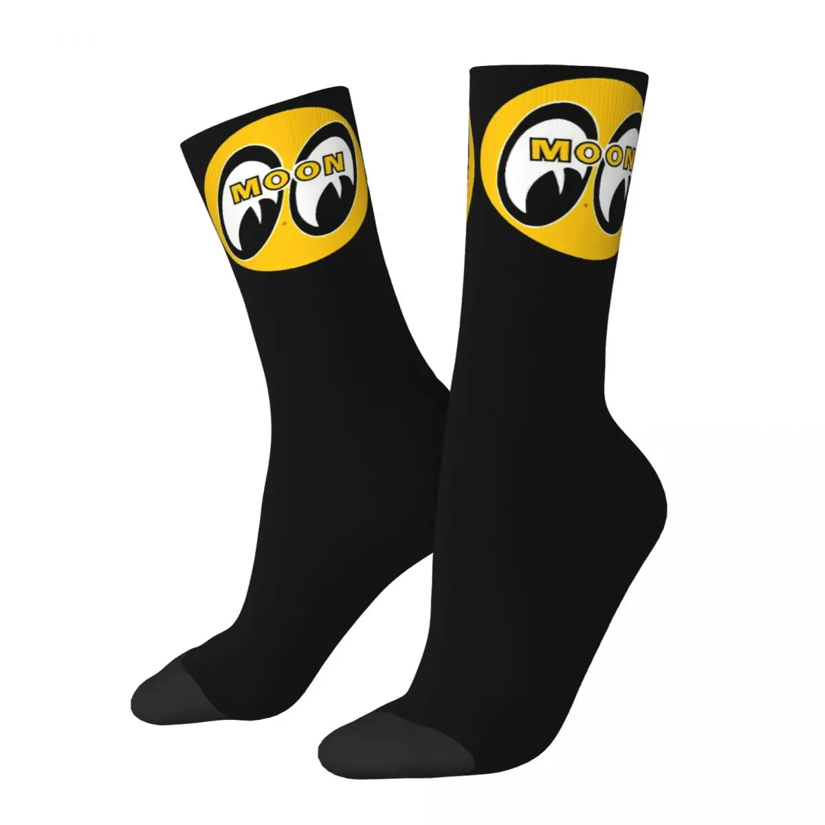 Mooneyes Moon Equipped Classic Logo cosy Unisex Socks,Running Happy 3D printing Socks,Street Style Crazy Sock