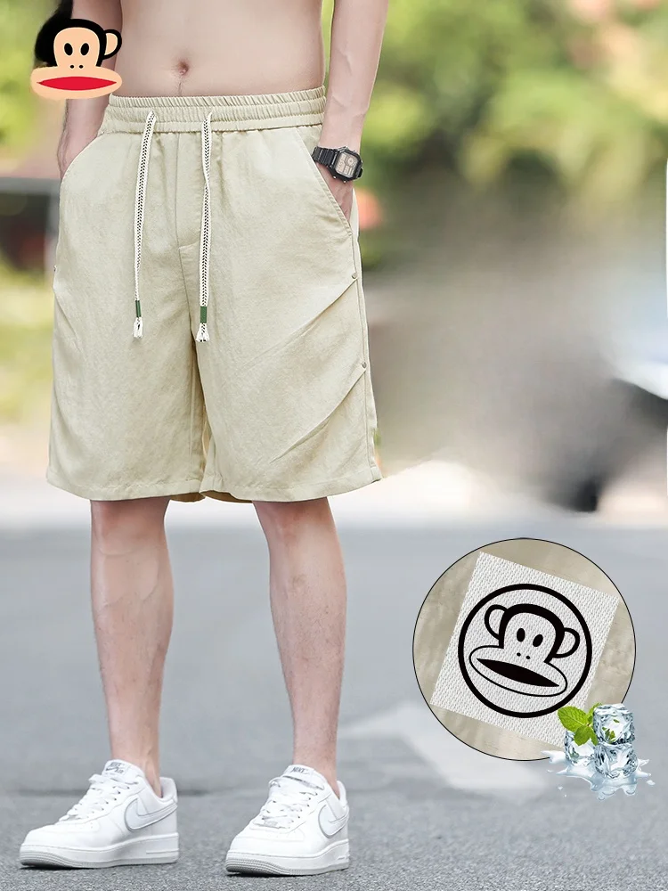 

Мужские летние шорты Paul Frank из тонкого льна, американские плиссированные свободные брюки из лиоцелла, прямые шорты свободного кроя