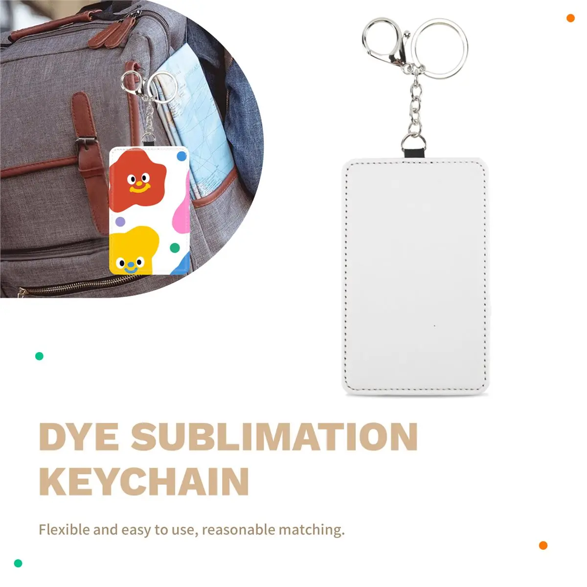 doyou 10Pcs Dye Sublimation Rectangle Portable Transportation Card Holder Work Card Holder Printable Card Holder Keychain