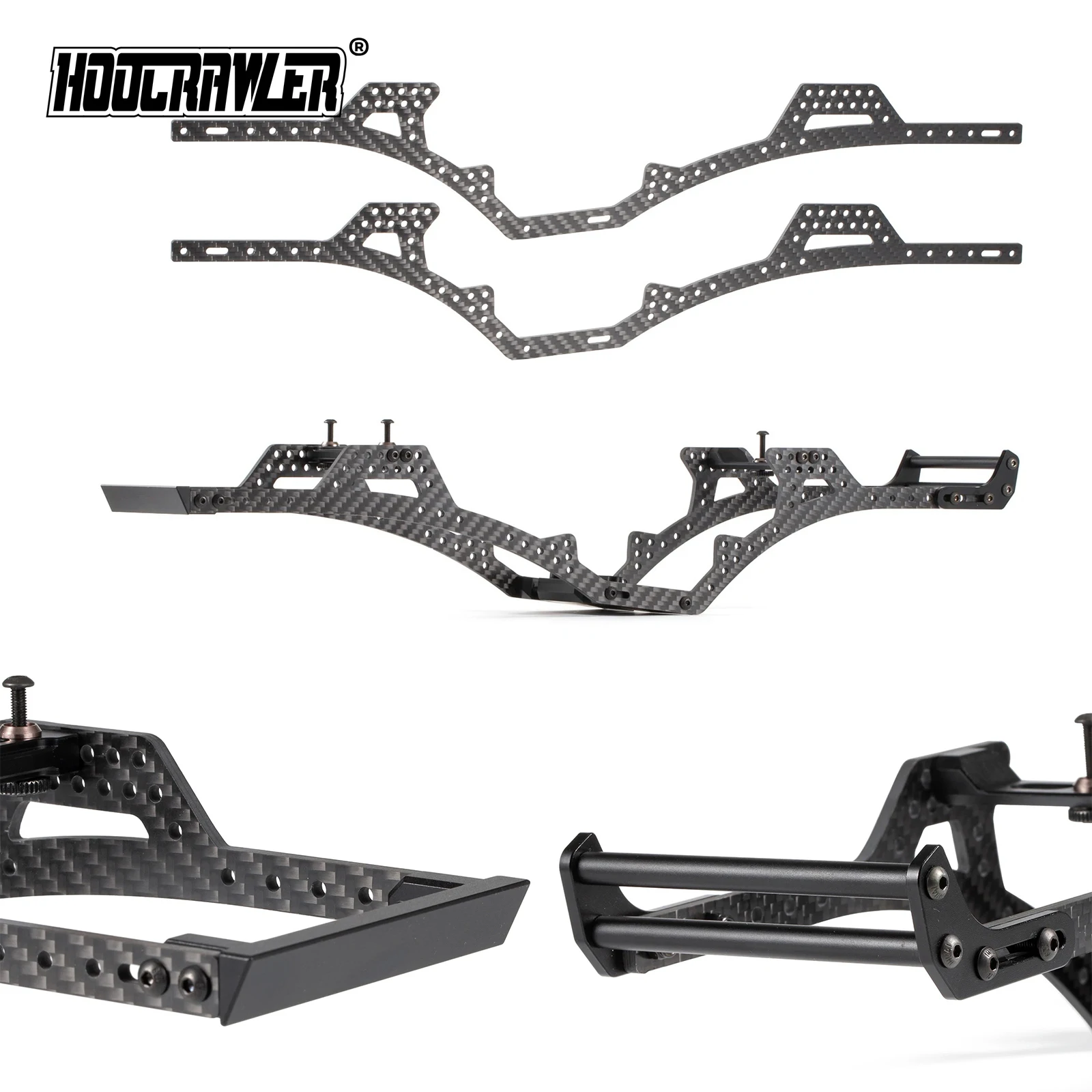 

LCG Rock Crawler Builders Chassis Kit 1/10 Carbon Fiber for Axial AR44 SCX10 II Capra Vanquish F10 Axle