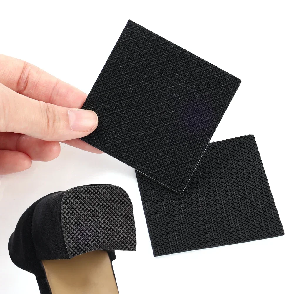 10/2Pcs Women\'s No-adhesive Sticker for High Heel Black Anti-Slip Heel Sole Protector Oxford Frosted Sandal Outsole Shoe Pad