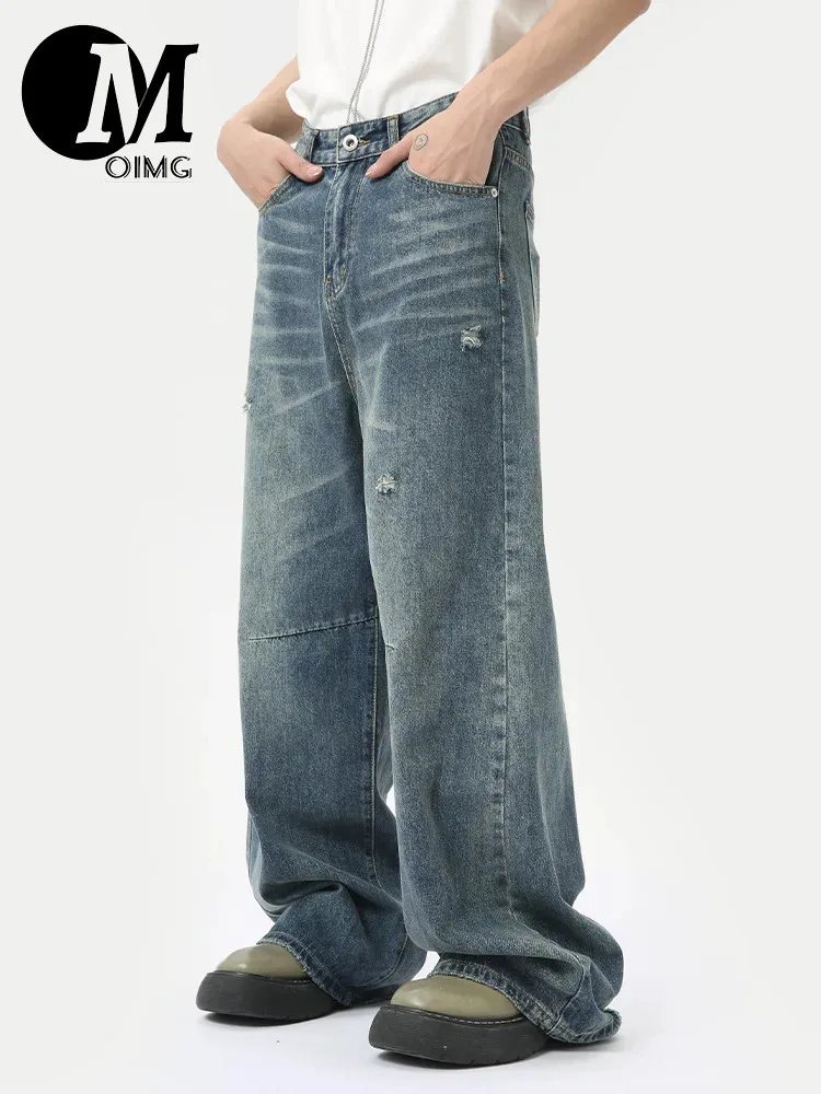 [OIMG] 2024 Summer New Product American High Street Destroyed Wind Worn Tearn Floor Wash Jeans