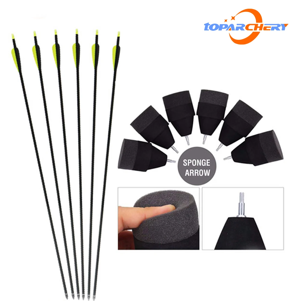 6pcs Archery Soft Fiberglass Arrow with  Foam Arrowhead  Soft Sponge Archery Arrow Heads Arrow Head Foam Shooting