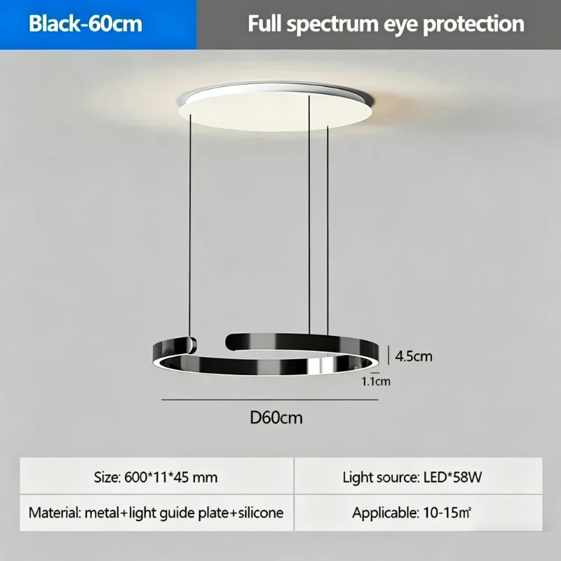 SANDYHA Moderne ringhanglamp Afstandsbediening Dimbaar Warm wit Oogbescherming Led-kroonluchter Keukeneiland Eetkamer