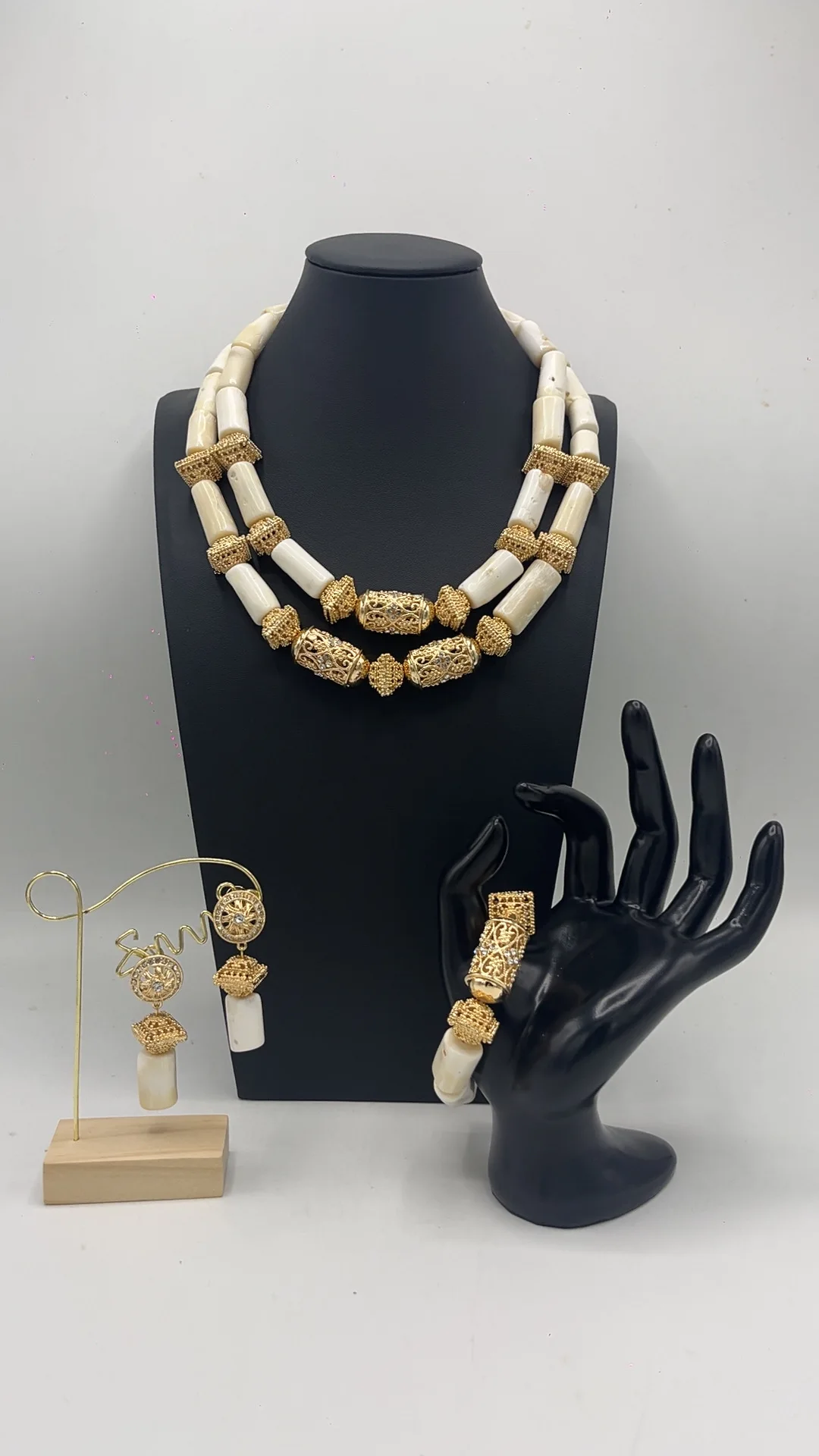 Nigeria Fashion Real Big Coral Beads Jewelry Set Bridal Gold Plated Jewelry Set