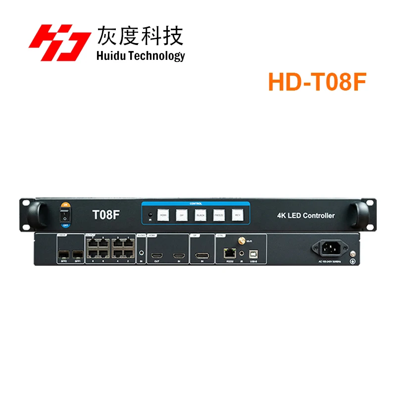 

4K Synchronous Sending Box Huidu T08F HD-T08F Integrated 8 Gigabit Network Port Output Support 2 Channel of 10Goptical Ports