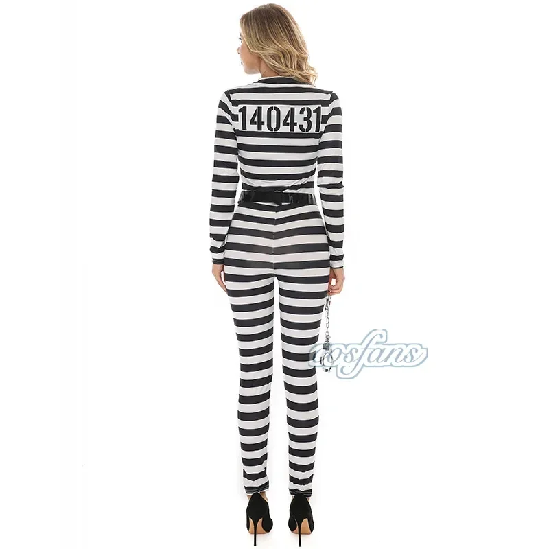 تأثيري سجين المريض ازياء للرجال النساء أسود أبيض شريطية العنيفة فستان بتصميم حالم هالوين كرنفال Kostuum Vrouw الطرف