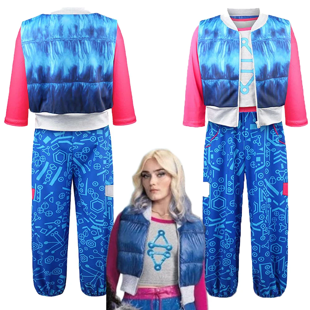

TV Zombies 4 Addison Kids Cosplay Blue Costume Set Girls Halloween Roleplay T-shirt Pants Coat Suit Carnival Party Dress Up