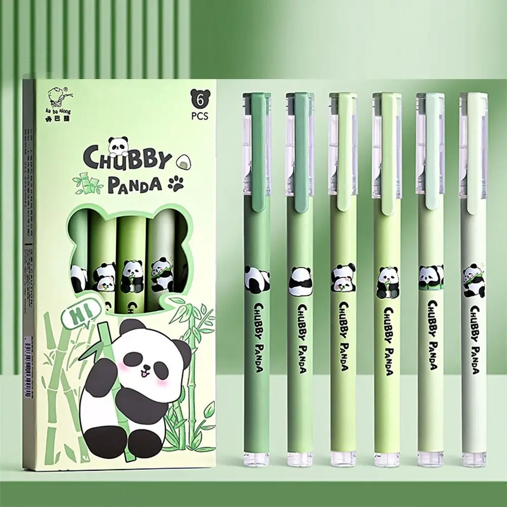 Bolígrafo de Gel estético Capybara Panda, bolígrafo líquido recto de escritura atractivo, tinta negra para firma, bolígrafo Neutral de 0,5mm, 6 uds.