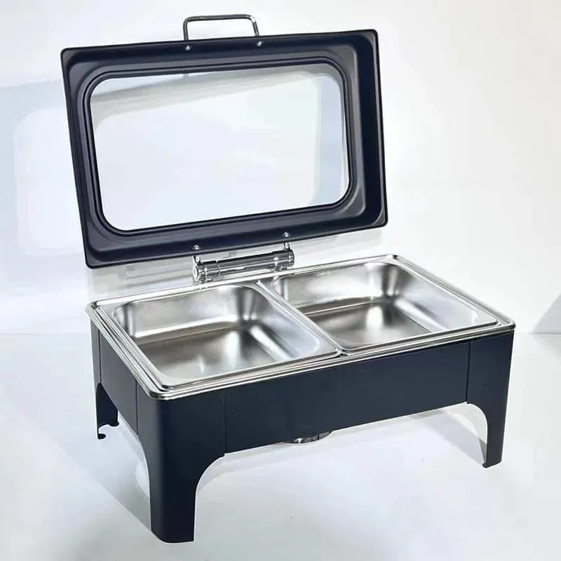 Commercial Equipment Black Food Warmer Set Modern Stainless Steel Buffet Chafing Dish For Party - view 5