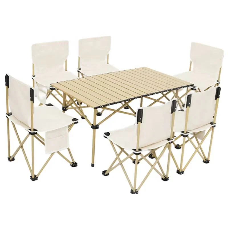 Folding Portable Table and Chairs Camping Picnic Egg Roll Table Set Multifunctional Table and Chairs