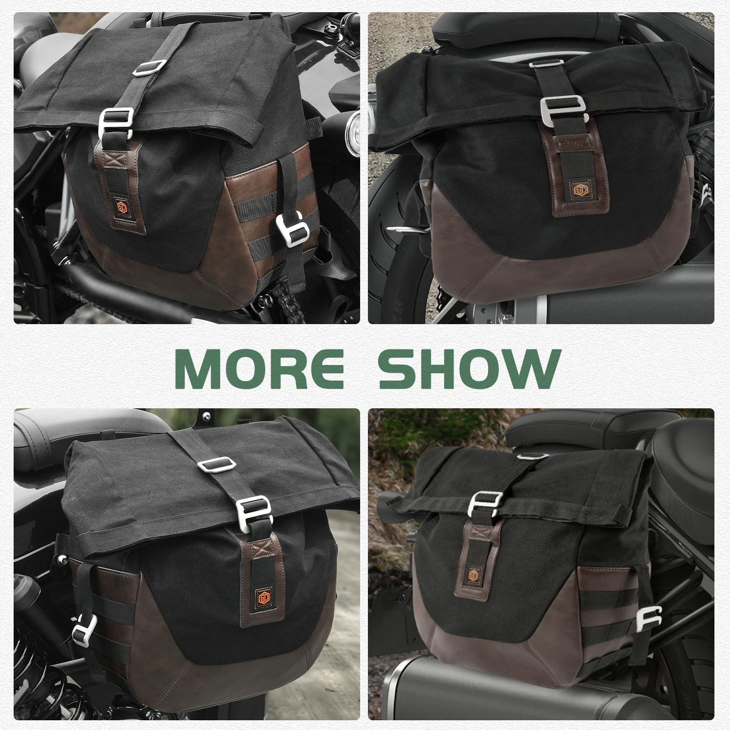 Universal Retro Quick-Release Canvas Bag for All Models Saddlebag Scrambler Vintage Luggage Bag Motorcycle Side Tool Retro Bag