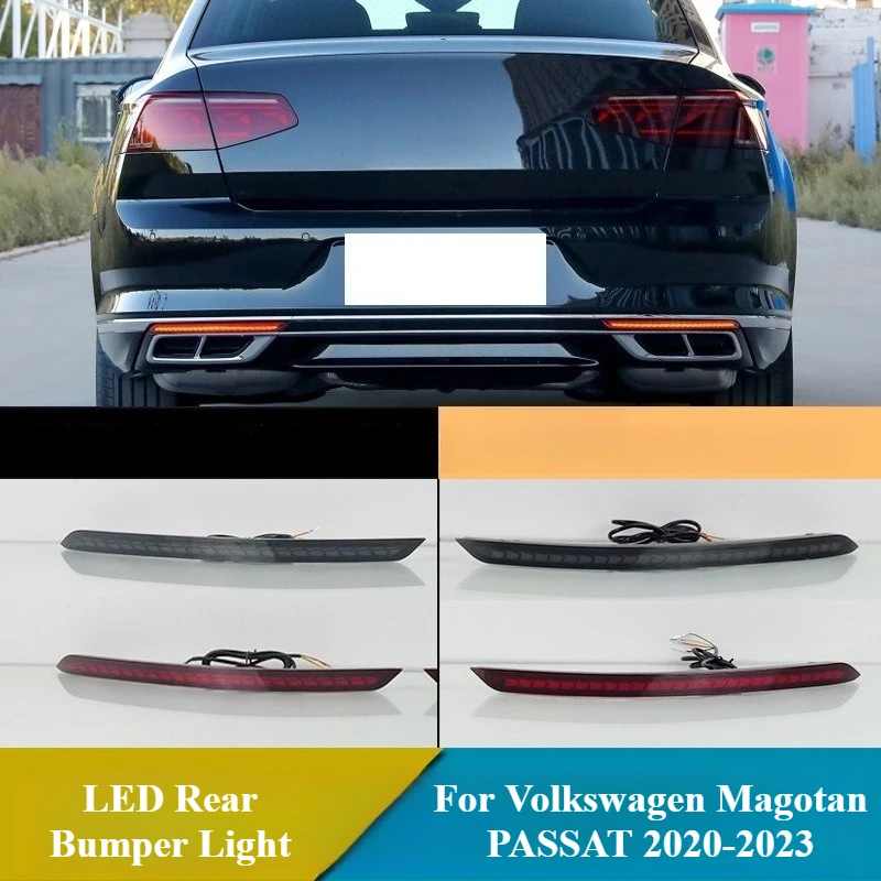 

For VW Volkswagen Magotan PASSAT 2020-2023 2Pcs LED Rear Bumper Light Reflector 12V Rear Fog Lamp Brake DRL Dynamic Turn Signal