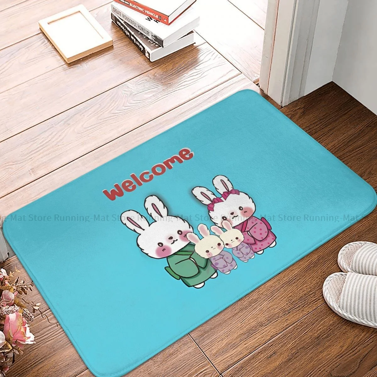 Animals Bath Non-Slip Carpet Rabbit Family Are Welcome Bedroom Mat Welcome Doormat Floor Decor Rug