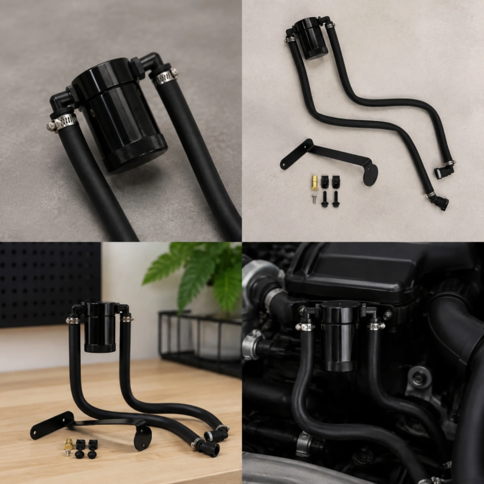 Oil Catch Can Kit with Hoses Adjustable Oil Separator Tank Canister High-Temperature Resistant Car Part Universal for Drivers