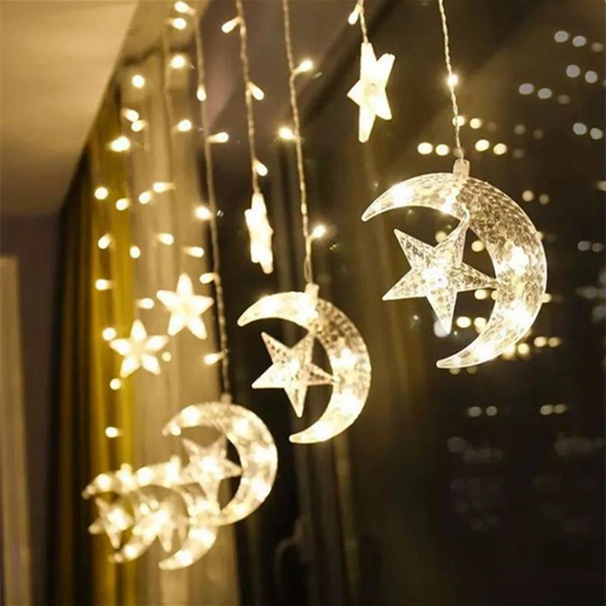 Eid Mubarak LED Garland Lights String Moom Star Ramadan Decoration For Home Islamic Muslim Party Supplies Eid Al Adha Gifts