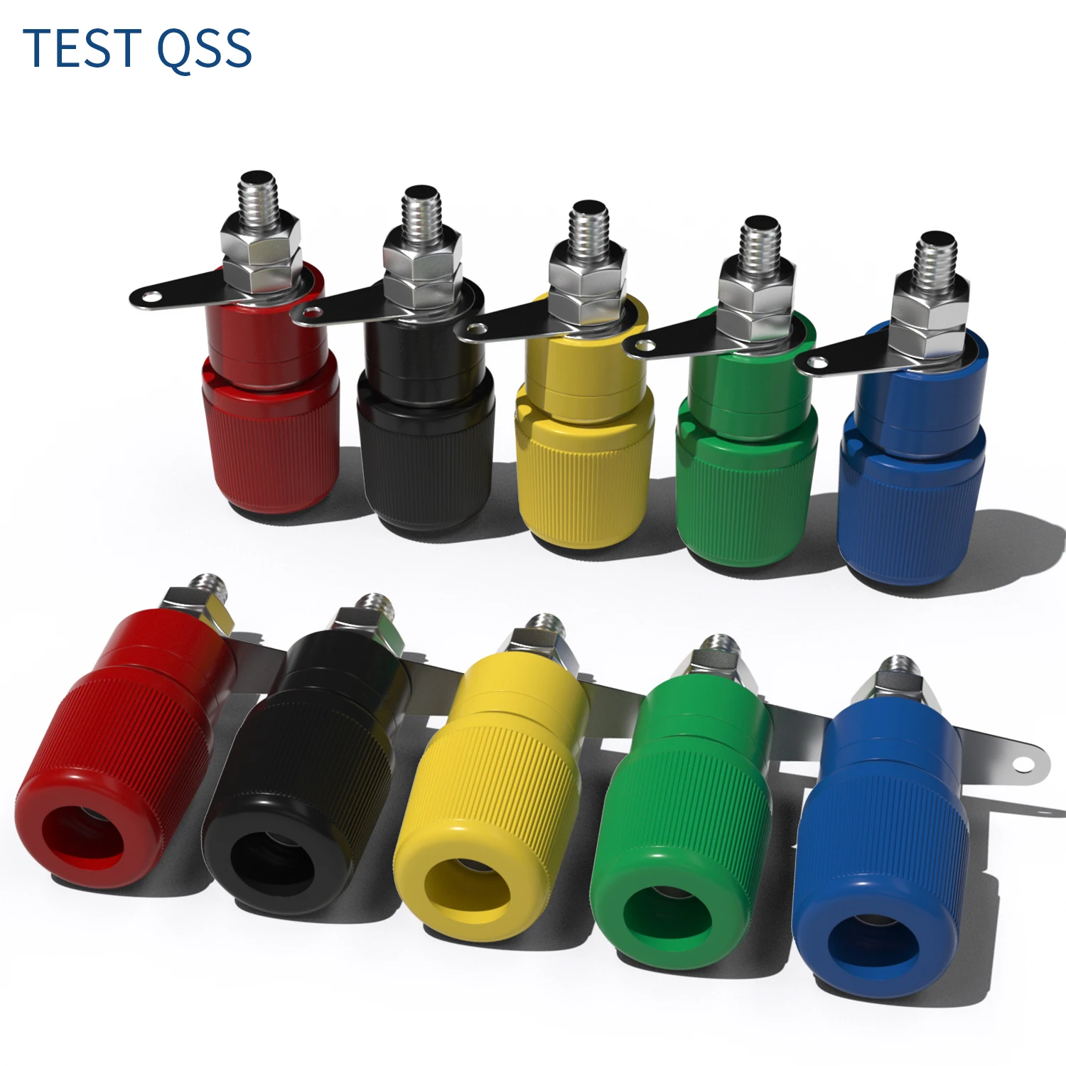 

QSS 10pcs 4mm Binding Post Banana Socket Nut Banana Plug Jack Electrical Connector Terminal Electrical Tool