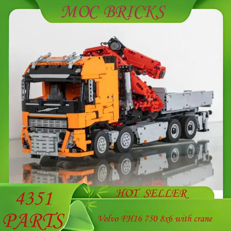 

Customize 4351 Parts Main Transporter Electric Crane High-Tech FH16 750 8x6 with Crane Building Blocks for Kids Educational Gift