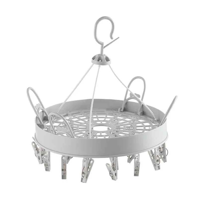 New Multi-functional Clothes Drying Hanger with 24 Clips and Drip Hanging Rack Laundry Clothes Hanger for Drying Socks Lingerie