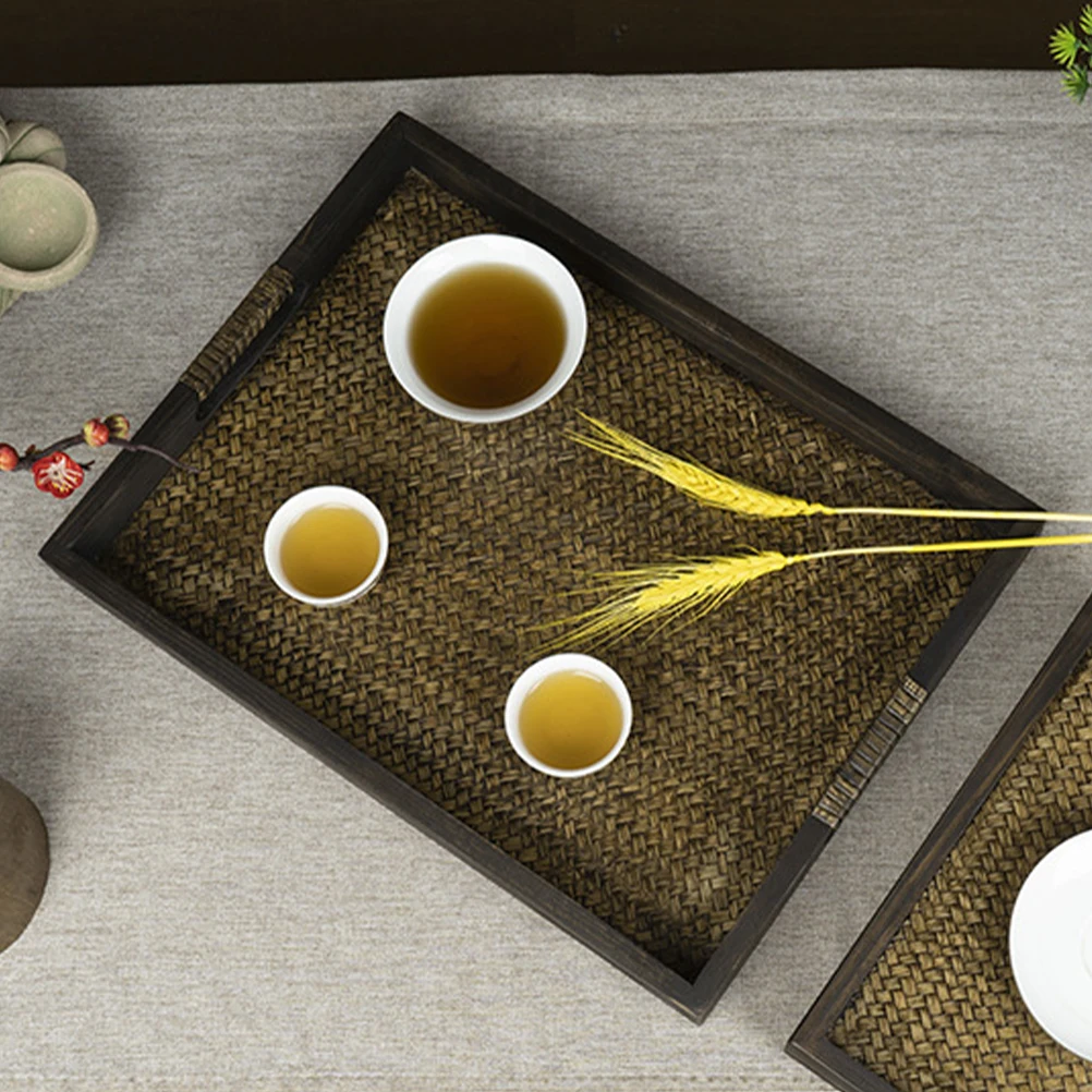

Wooden Tea Serving Tray Elegant Rectangular Design Non Slip Stable Material Perfect for Home Gatherings Parties Picnics Outdoor