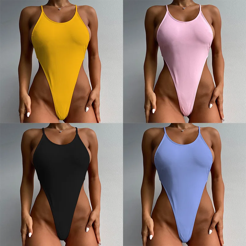 Super Sexy One Piece Swimsuit Women Swimwear High Cut Out Monokini String Bandage Thong Bathing Suits Bodysuit Beach Wear Bather