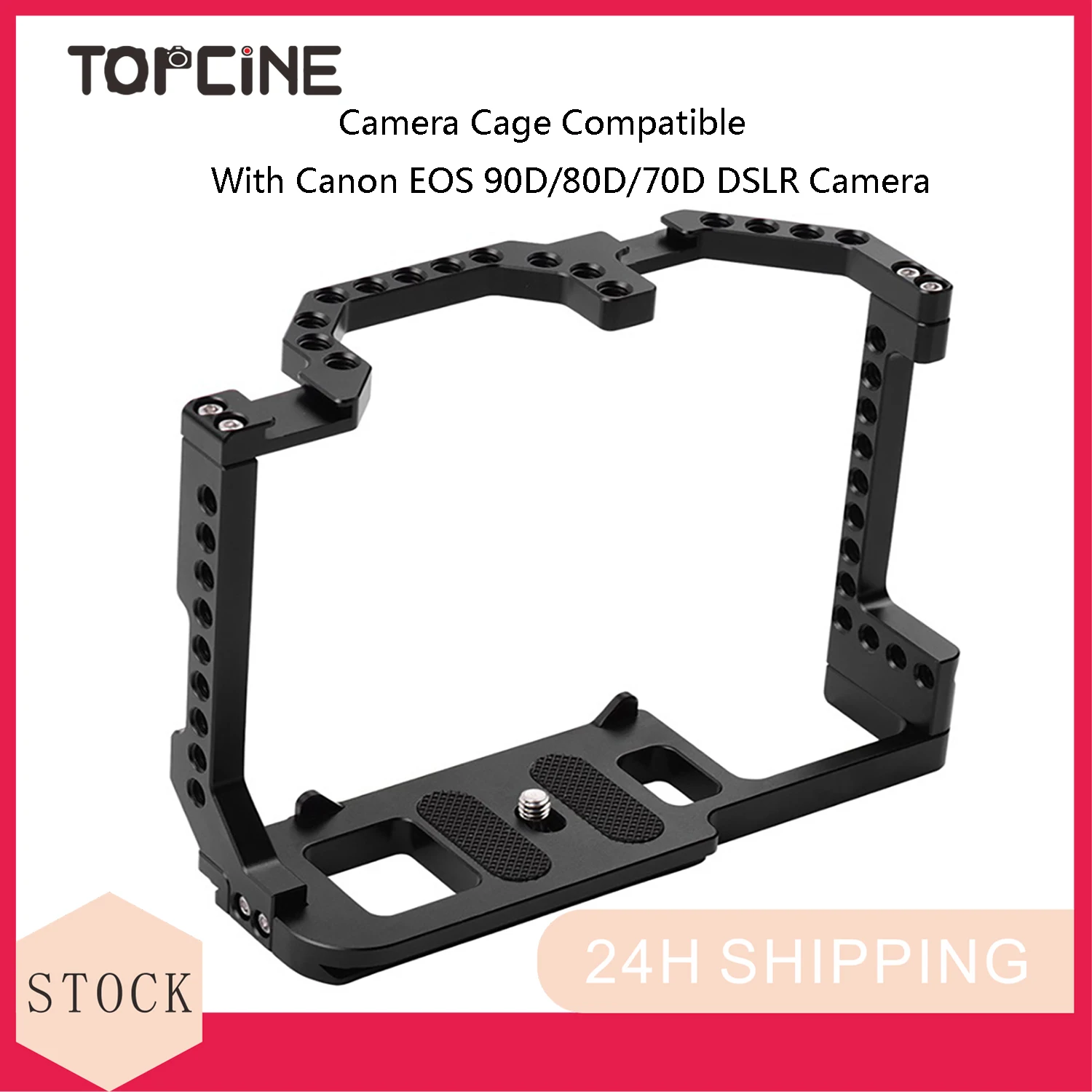 Topcine full Cage for Canon EOS 90D/80D/70D Camera with Dual Cold Shoes Mount 1/4