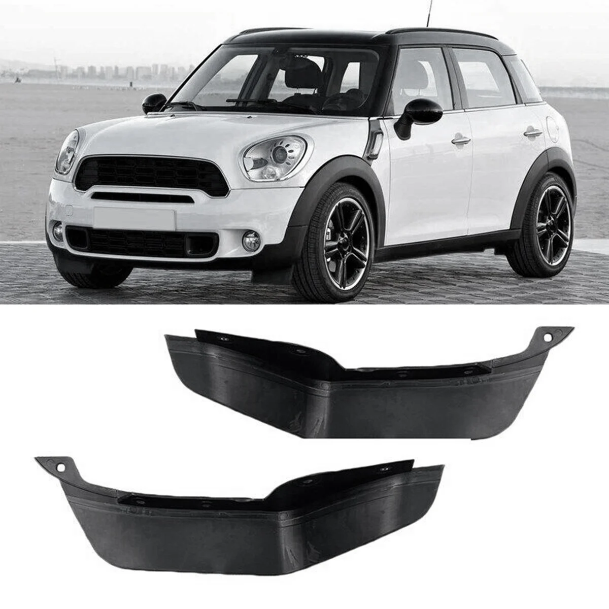 Frente pára-choques respingo lama Flap Guard, lábio de pressão para Mini Cooper R60, R61, 11-16, 2pcs