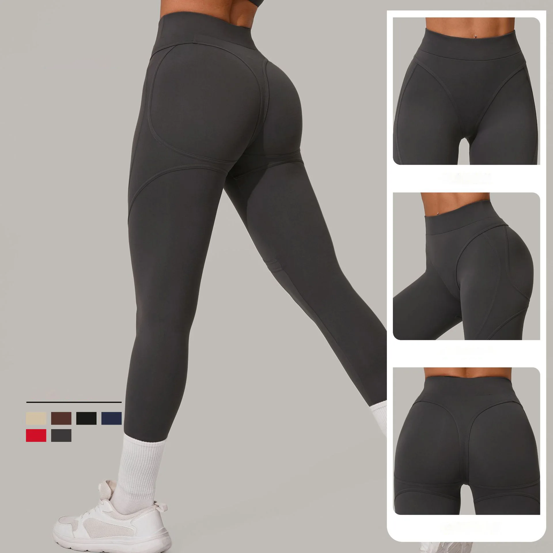 High-Waisted Butt-Lifting Brushed Yoga Pants, Quick-Dry Running Fitness Pants, Waist-Cinching, Butt-Enhancing, Tight-Fitting Sports Pants