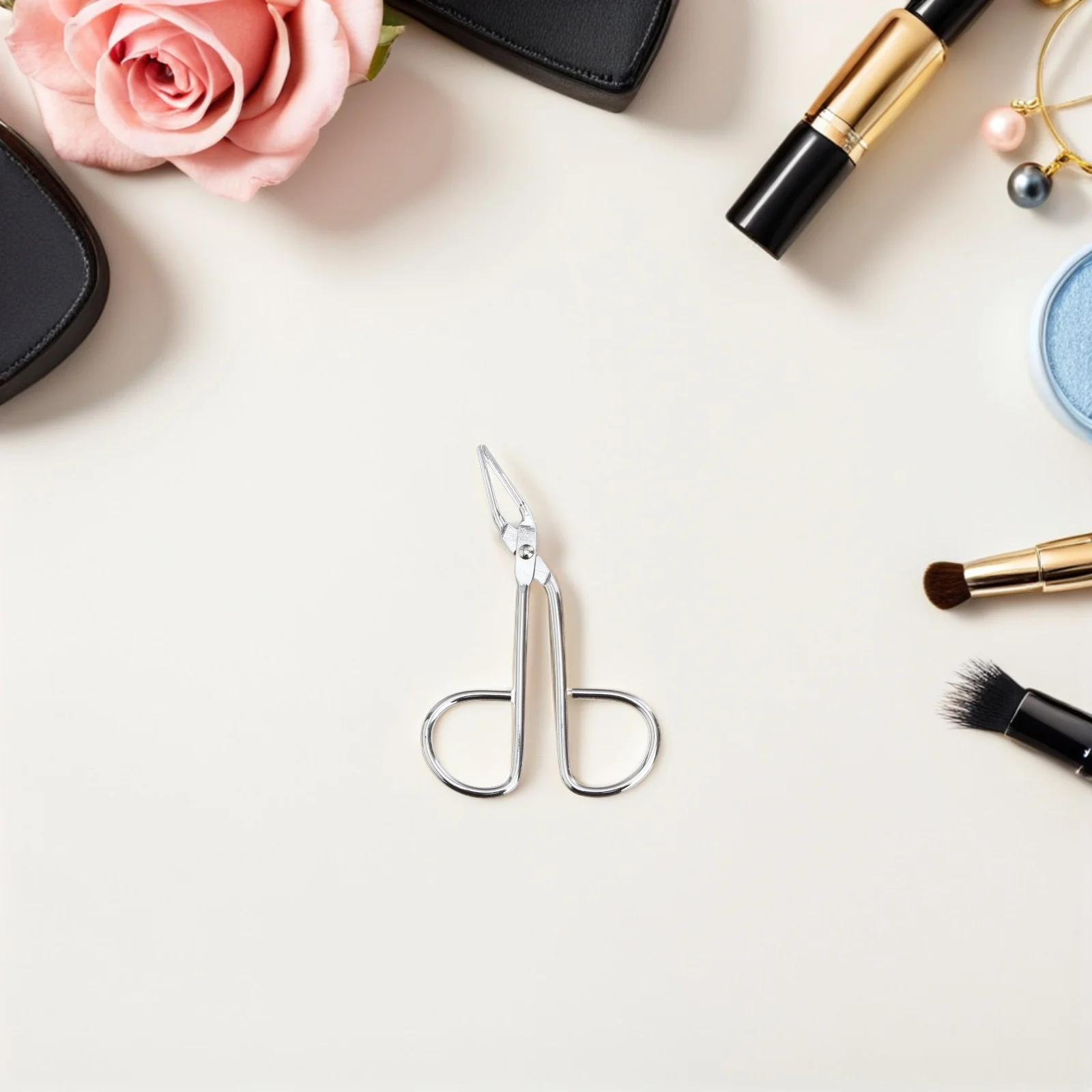 

5Pcs Tweezers Eyebrow Scissor Handle Stainless Steel Curved Tip Hair Plucker Facial Hair Removal Tool Metal Tweezers