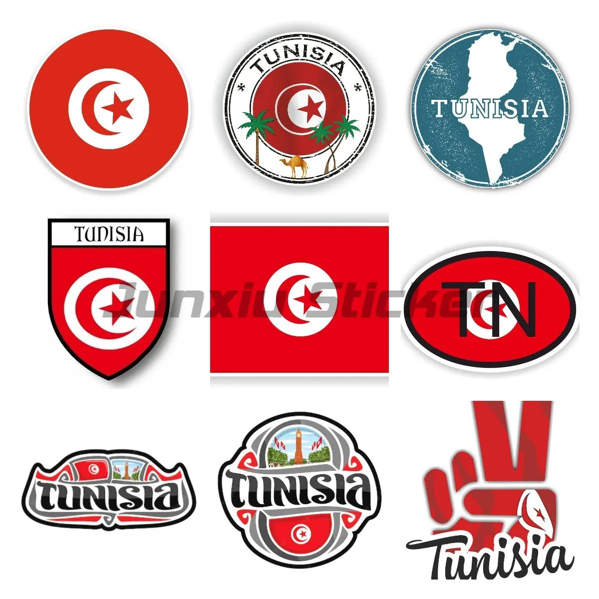 Tunisia Country Flag Soccer Ball Self-Adhesive Sticker Inch for Automobile Bumpers, Windows, Lockers, or Other Personal Items