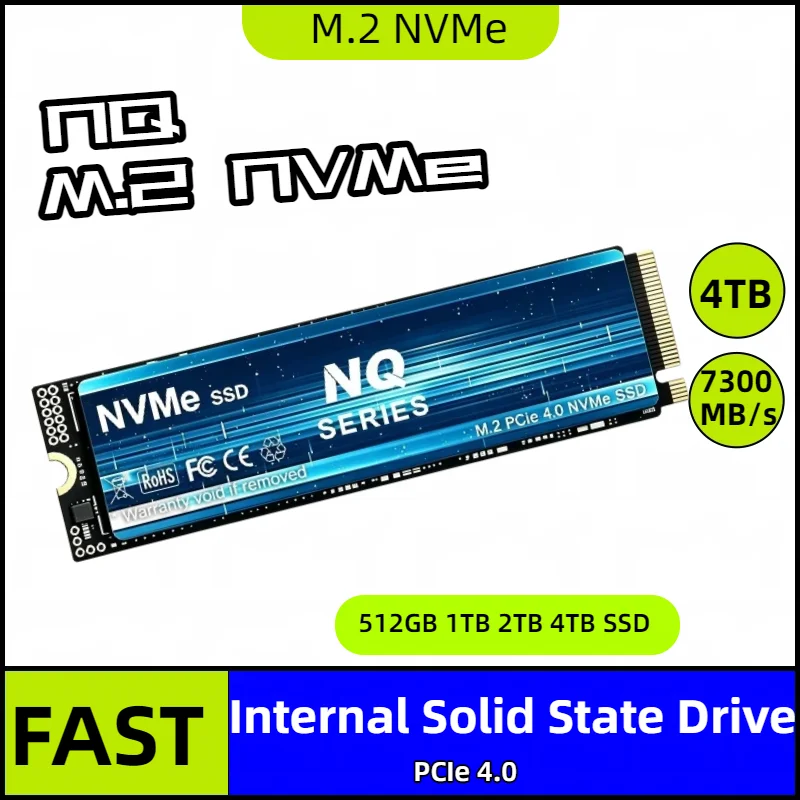 NQ 2TB 4TB SSD M.2 NVMe Internal Solid State Drive High Speed 7300MB/s PCIe 4.0 Gaming Drive Works for Laptop PC Hard Disk