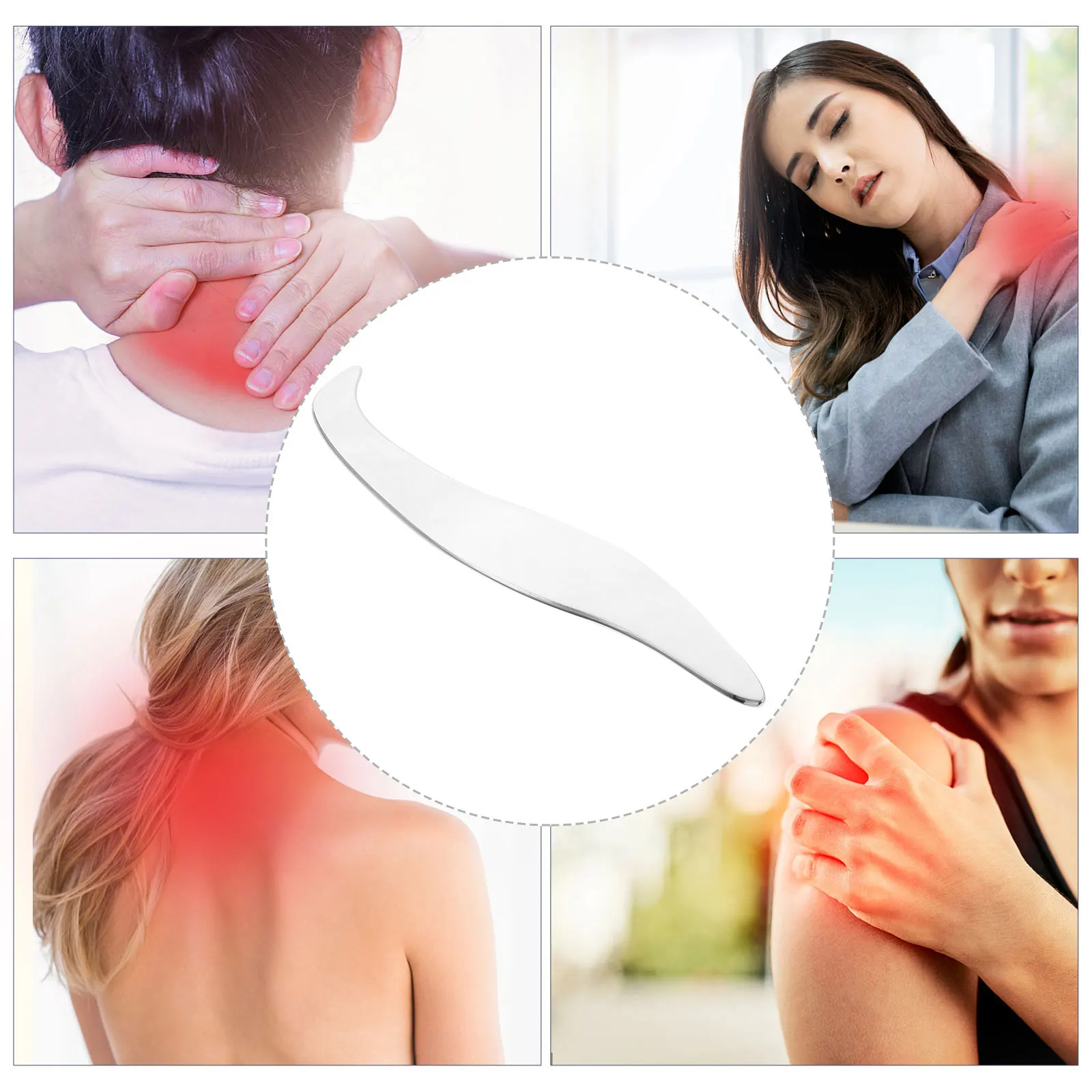 

Stainless Steel Gua Sha Massage Tool Scraping Board Pain Relief Plate Body Massager Back Acupressure Points Long Lasting