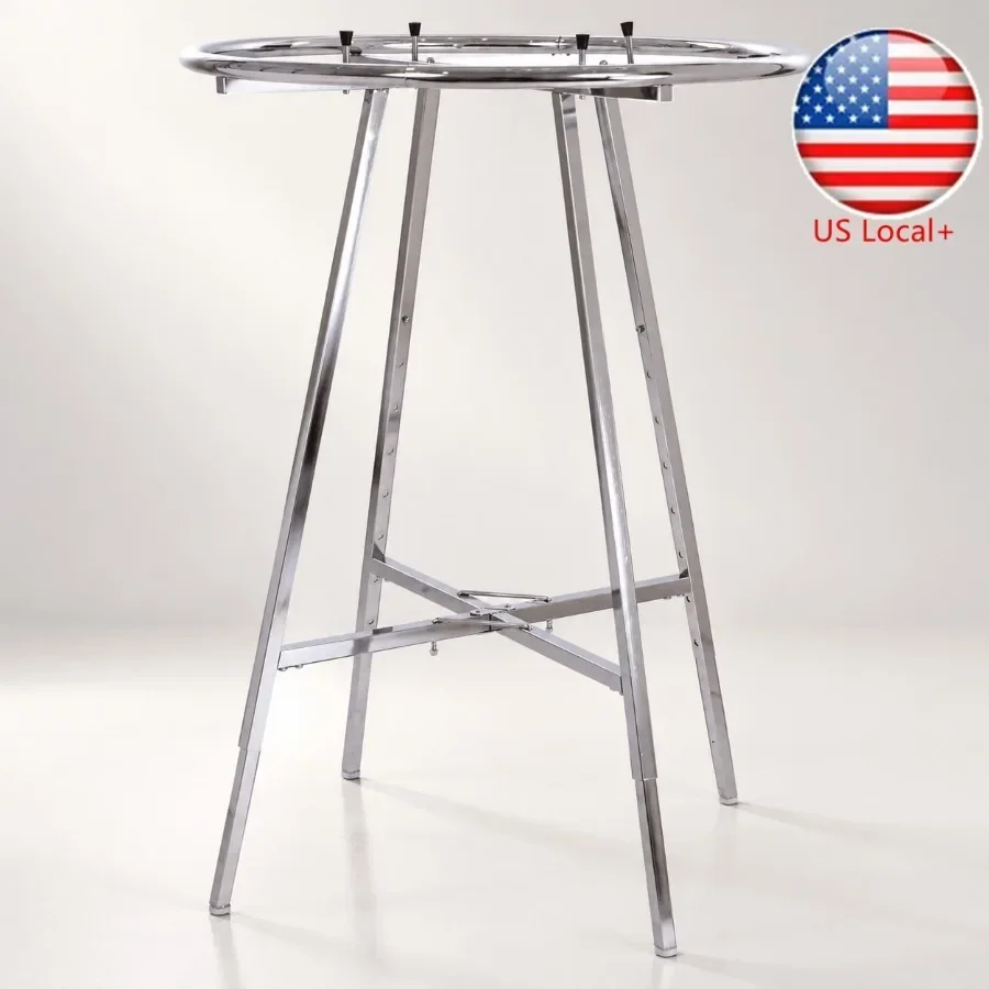 36 Diameter Round Folding Rack Bundle + 30 Diameter Glass Shelf for home office use, steel frame with black finish, durable tem