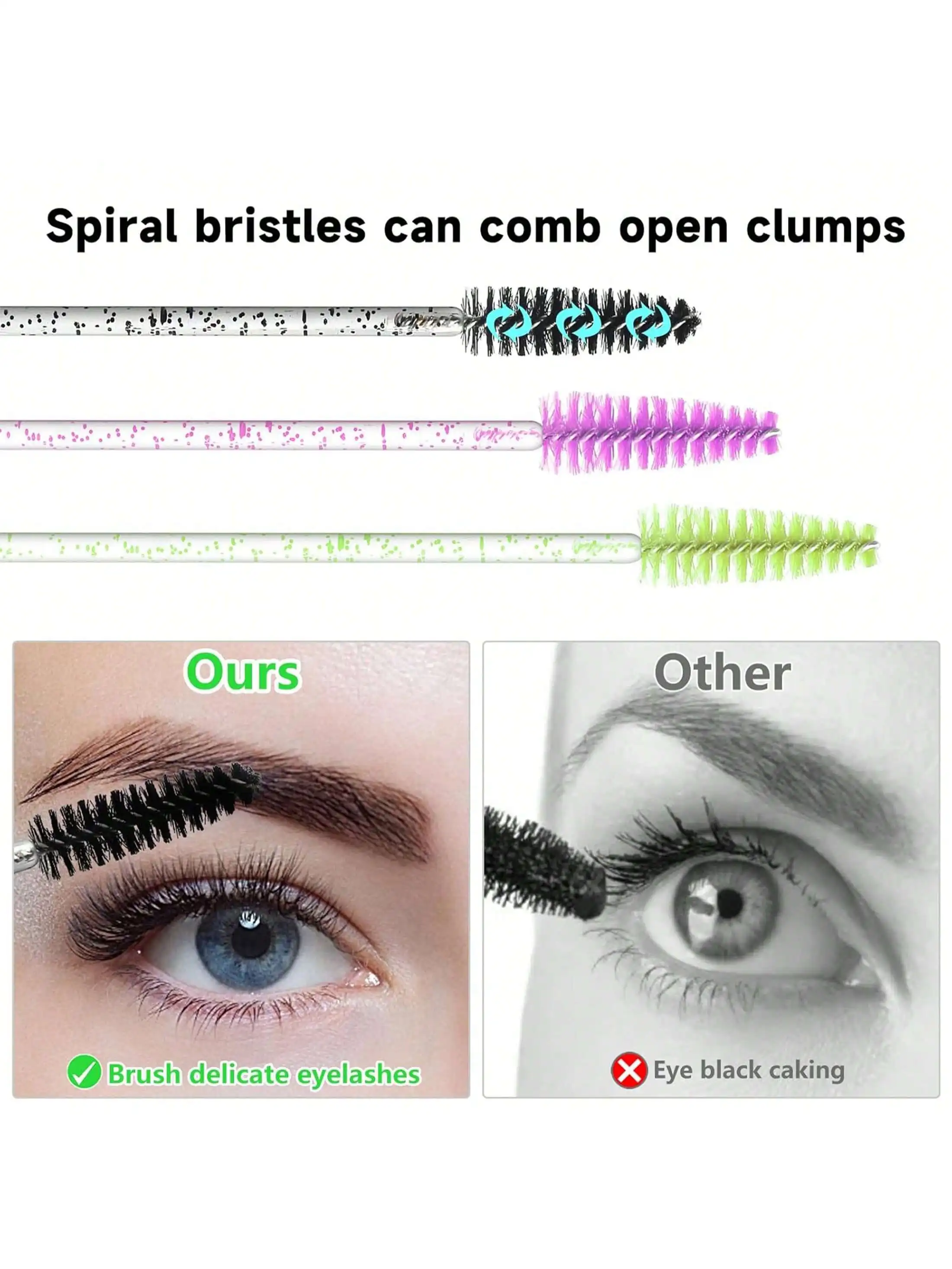 50 carretes de pestañas flexibles desechables: varitas de rímel negras de cristal con contenedor, para extensiones de pestañas/aceite de costa